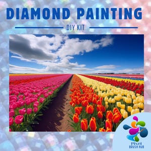 Tulips countryside Diamond Painting Kit for Adults, Diamond Art Kit, Custom Diamond Painting, Diamant Painting, Diamond Dots, Gem Painting