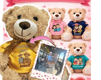 Custom Cartoon Photo Teddy Bear, Personalized Valentine's Gift