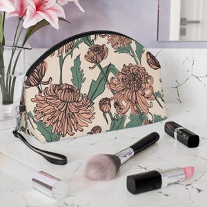 Borsa per il trucco con stampa floreale rosa