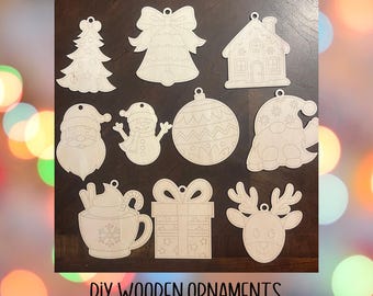 DIY Paintable Weihnachten Ornamente: 10-teiliges Laser Cut Set