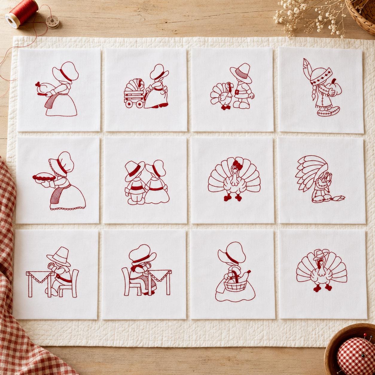 Redwork quilt - Etsy 日本