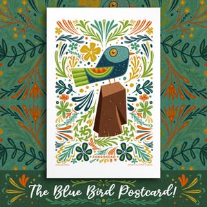 Cartão postal do pássaro azul por Pandokeko