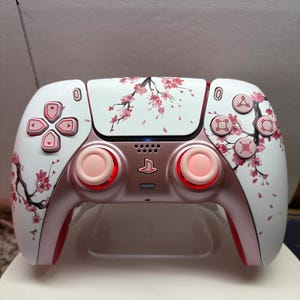 Cherry Sakura Blossom - RGB LED - Pastel Pink - Custom Wireless Controller for PS5 Or PC
