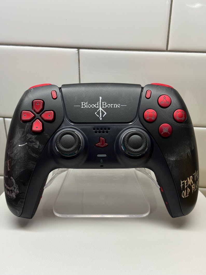 Old Blood - RGB LED - Hunter Victorian - Custom Wireless Controller for PS5 Or PC RED WITH NO LED