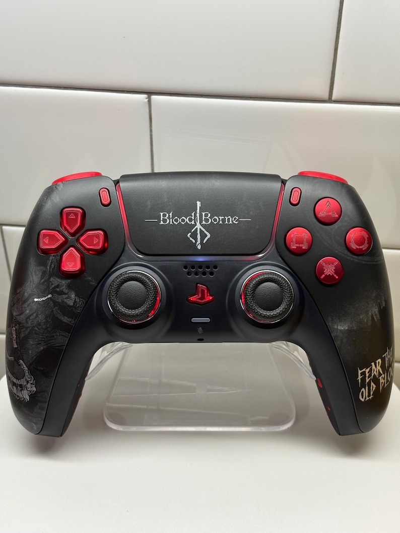 Old Blood - RGB LED - Hunter Victorian - Custom Wireless Controller for PS5 Or PC RED WITH LED
