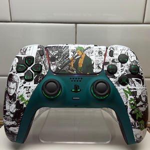 Pirat Anime Manga - Black Green - Playstation PS5 oder PC Controller Custom LED RGB Modded