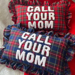 Funny Call Your Mom Punch Needle Pillow, Personalized Accent Pillow, Gift for Mom, Long Distance Gift, New Colorway | Exclusively on Etsy