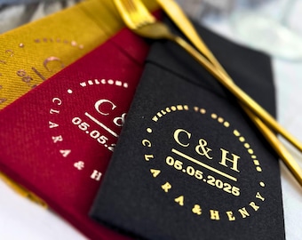 Personalized Wedding Napkins, Monogrammed Linen Feel Napkins for Wedding or Engagement Party, Custom Name Napkins, Wedding Table Napkins