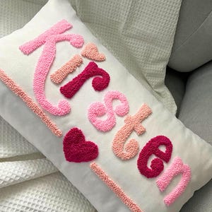Personalized Punch Needle Name Pillow, Preppy Bedroom Decor, Custom Pregnancy Gift, Custom Throw Pillow, Personalized Gift, Dorm Decor