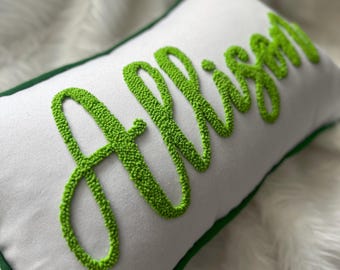 Punch Needle Baby Name Pillow, Custom Nursery Decor