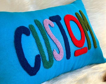 Custom Punch Needle Pillow, Graduation Gift, Name Cushion