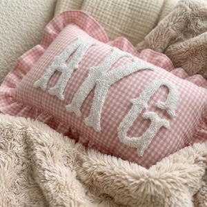 Monogram Striped Punch Needle Pillow, Personalized Graduation Gift, Custom Initial Pillow, College Graduate Gift,Preppy Room Decor image 6