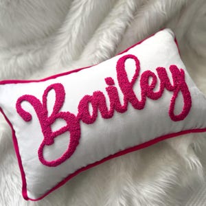 Custom Nursery Punch Needle Pillow, Baby Girl Gift, New Mom Gift, Dorm Room Decor, Graduation Monogram Pillow, Personalized Name Gift