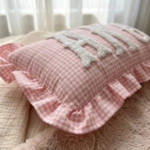 Monogram Striped Punch Needle Pillow, Personalized Graduation Gift, Custom Initial Pillow, College Graduate Gift,Preppy Room Decor image 14