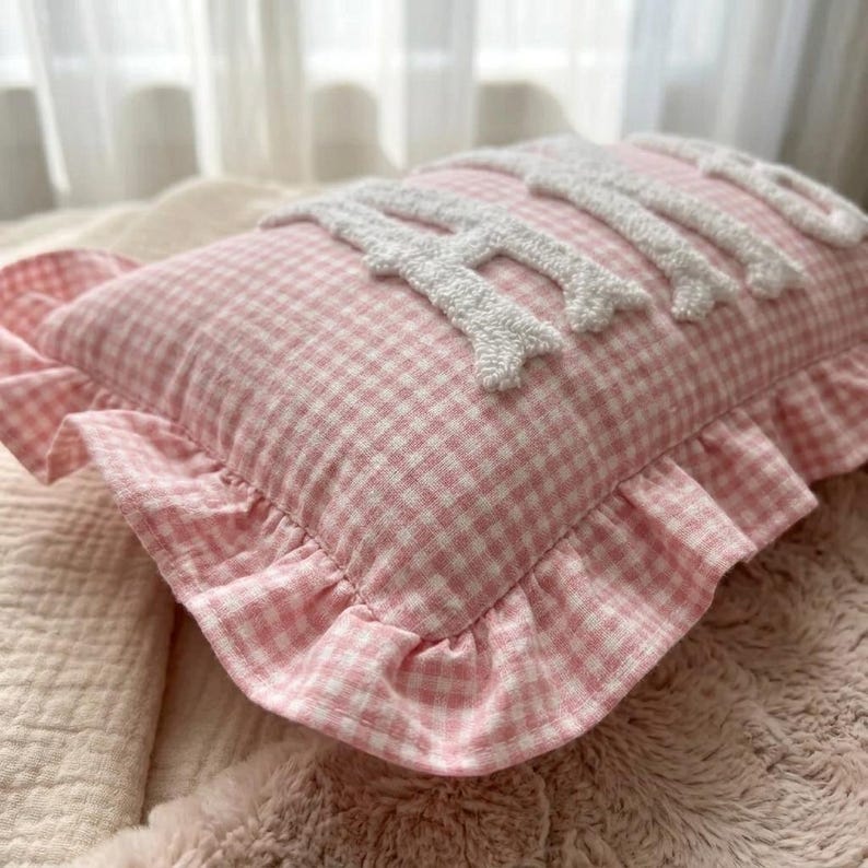 Monogram Striped Punch Needle Pillow, Personalized Graduation Gift, Custom Initial Pillow, College Graduate Gift,Preppy Room Decor image 14