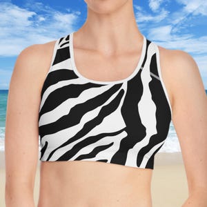 Zebra Print Sports Bra, Workout Top for Women, Gym Wear, Fitness Apparel, Active Lifestyle Clothing, Athletic Gear