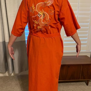 Plum Blossoms Vintage Dragon Embroidered Kimono Robe