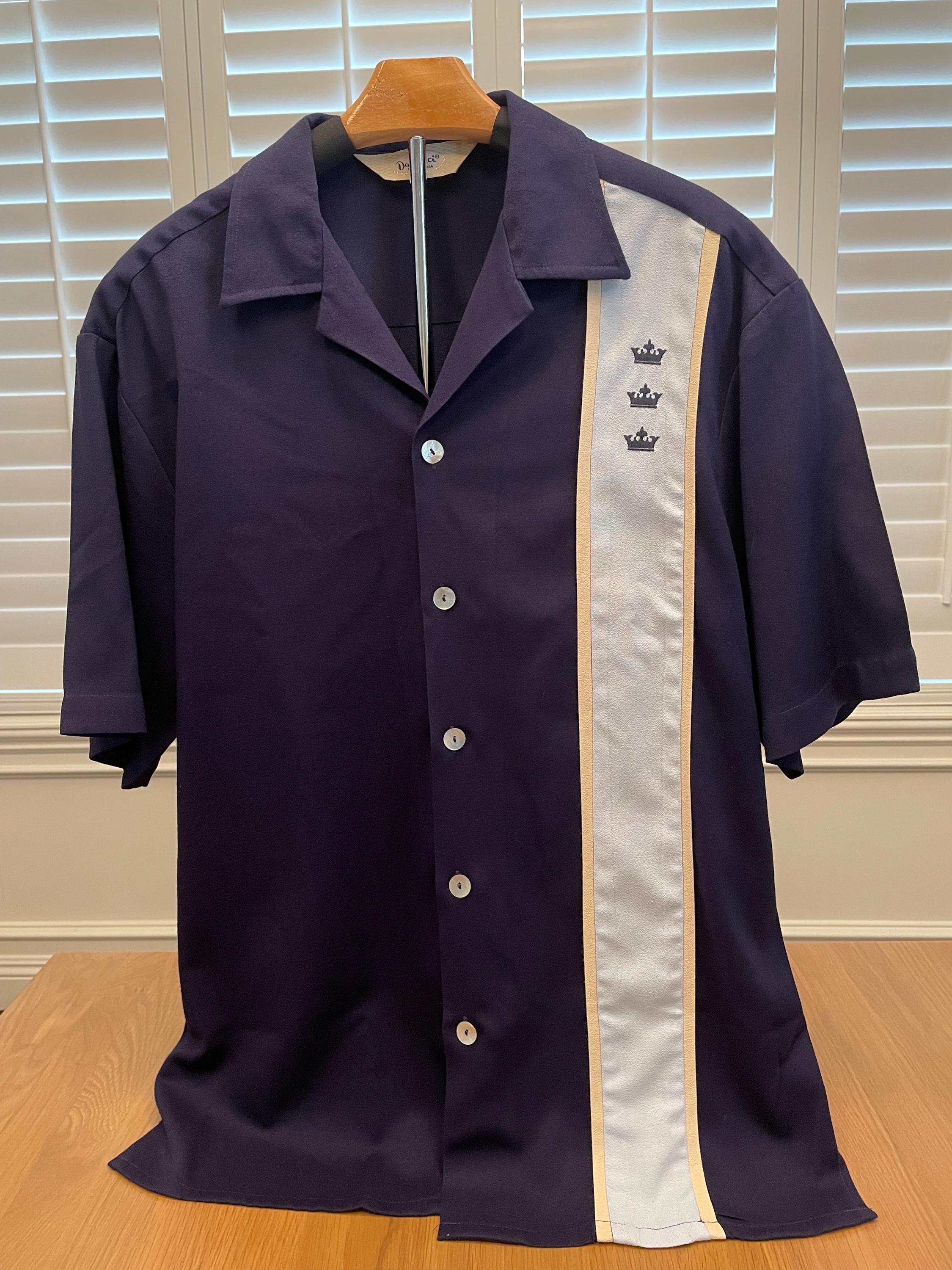 Davinci Vintage Blue Rayon Rockabilly Swingers Shirt Men's Size