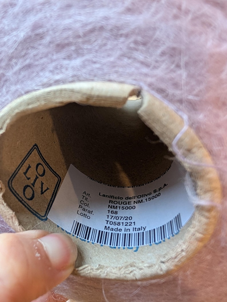Italian Superkid Mohair, Baby Alpaca Blend Yarn on Cone, Fine for Knitting, Weaving and Crochet, 50g zdjęcie 10