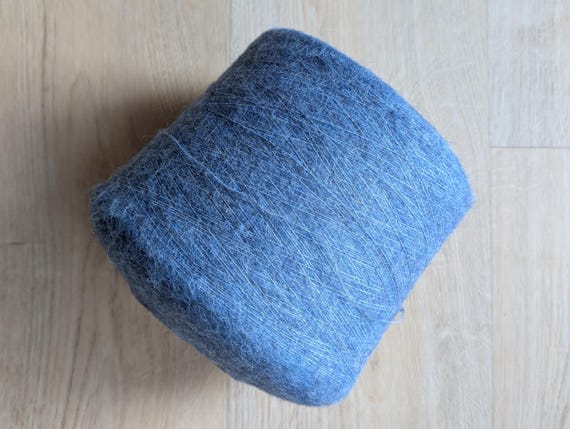 Italian Alpaca Virgin Wool Lace Yarn: Brushed Texture, Substitute for Mohair, denim blue - 50g
