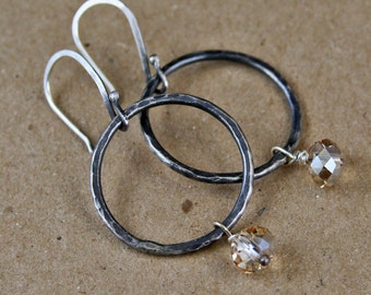 Custom RING OF BLING Sterling Silver and Swarovski Crystal Specialty Earrings-Handmade One of a Kind Jewelry