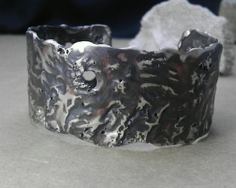 RETICULATED - Specialty Sterling Silver CUFF  Bracelet - Electroplated With Copper - Handmade - CUSTOM