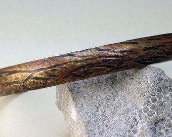 Specialty WOODGRAIN Brass Cuff Bracelet Woodbark Texture Design-Organic One Of A Kind Design