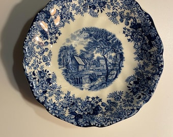 Vintage Johnson Bros Mill Stream Saucer | Blue Transferware English Ironstone