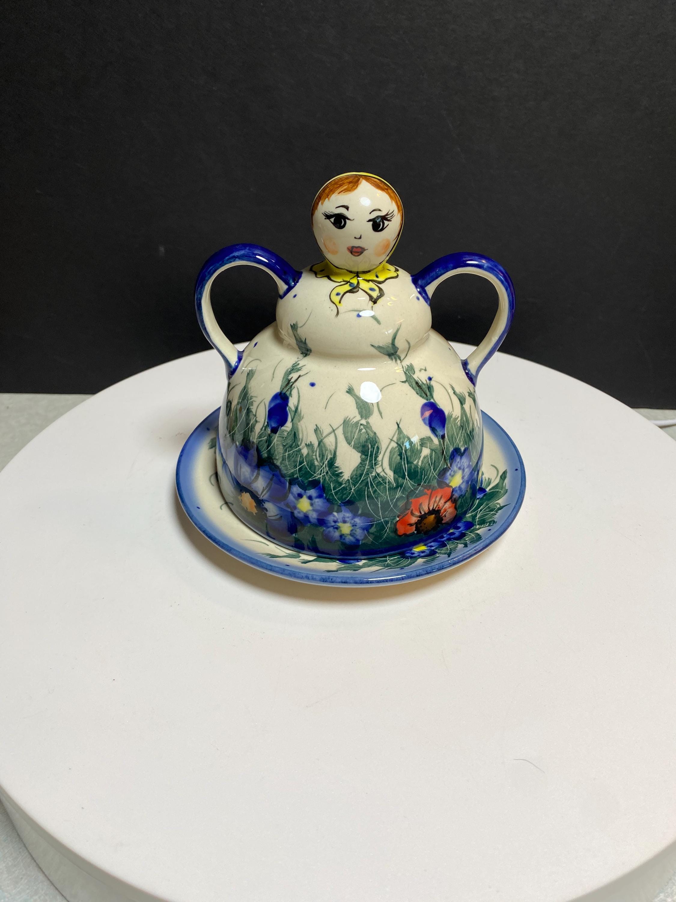 Vintage Polish Pottery Cheese Lady - Etsy
