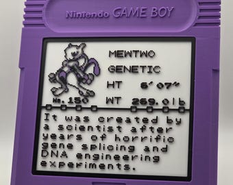 Mewtwo Pokedex in Jumbo GBC Cartridge Art Pokemon Desk Decoration