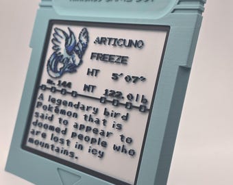 Articuno Pokedex Entry in Jumbo GBC Cartridge Art Pokemon Desk Decoration