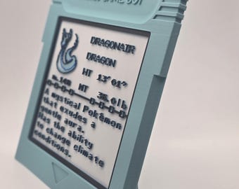 Dragonair Pokedex Entry in Jumbo GBC Cartridge Art Pokemon Desk Decoration
