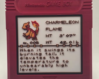 Charmeleon Pokedex Entry in Jumbo GBC Cartridge Art Pokemon Desk Decoration