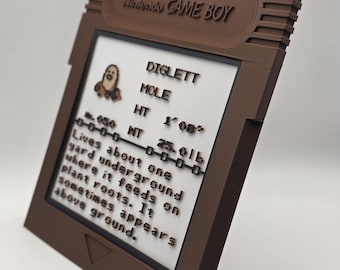 Diglett Pokedex Entry in Jumbo GBC Cartridge Art Pokemon Desk Decoration