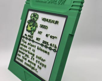 Venusaur Pokedex Entry in Jumbo GBC Cartridge Art Pokemon Desk Decoration