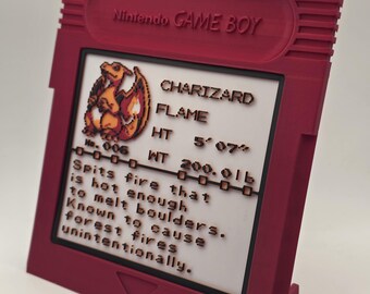 Charizard Pokedex Entry in Jumbo GBC Cartridge Art Pokemon Desk Decoration