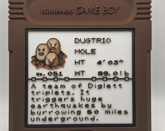 Dugtrio Pokedex Entry in Jumbo GBC Cartridge Art Pokemon Desk Decoration