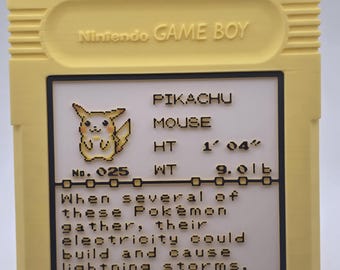 Pikachu Pokedex Entry in Jumbo GBC Cartridge Art Pokemon Desk Decoration