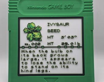 Ivysaur Pokedex Entry in Jumbo GBC Cartridge Art Pokemon Desk Decoration