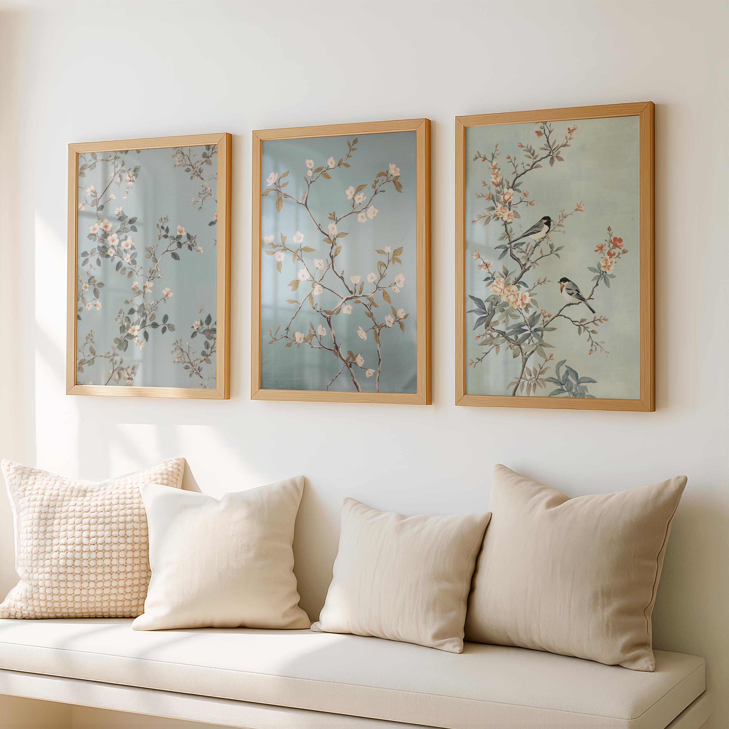 Blue Chinoiserie Wall Art Set of 21 – Neutral Japandi Prints Vintage ...