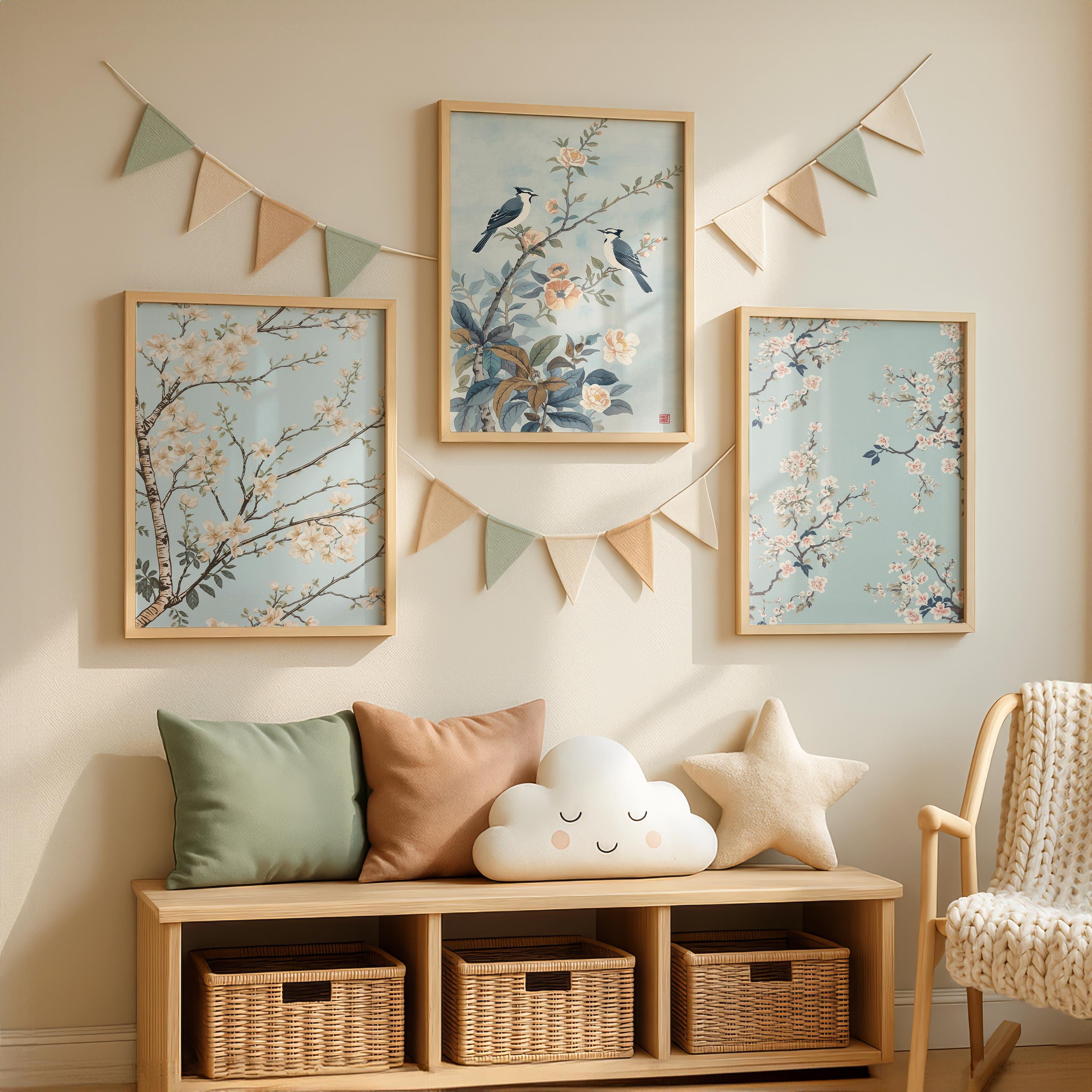 Blue Chinoiserie Wall Art Set of 21 – Neutral Japandi Prints Vintage ...
