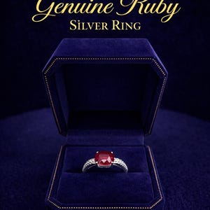 Genuine Ruby Silver Ring 2ct, Minimalist Oval Ruby Ring Size 7.25
