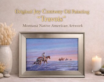 Original Jay Contway Oil Painting (Titled Travois) Montana Native American Artwork