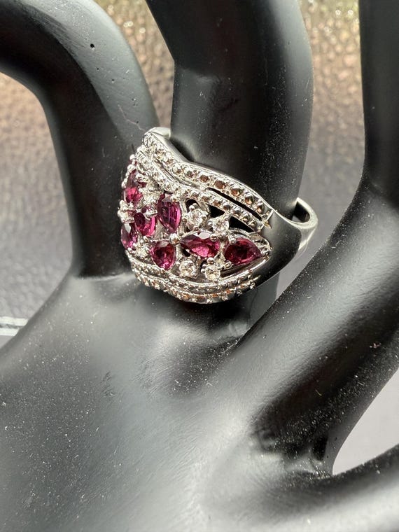 Grape Garnet Statement Ring | Multi Stone Silver … - image 5
