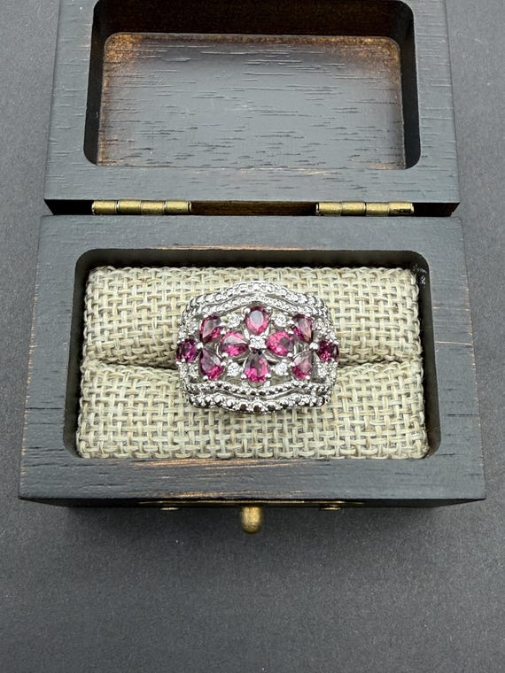 Grape Garnet Statement Ring | Multi Stone Silver … - image 3