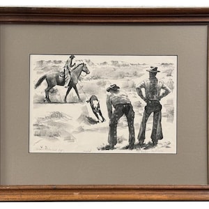 Theodore Van Soelen Signed Lithograph Print, Framed Western Cowboy Art