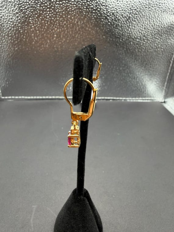 Lab Created Ruby Dangle Earrings – 0.40 CTW – Ste… - image 4