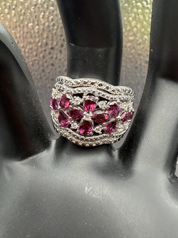 Grape Garnet Statement Ring | Multi Stone Silver … - image 6