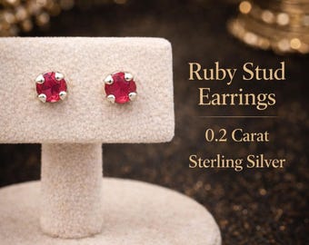 Petite Ruby Stud Earrings | Sterling Silver, .20 CTW