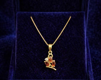 Genuine Garnet Pendant, Gold Plated Silver, January Birthstone Jewelry